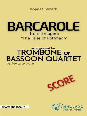 cover image of Barcarole--Trombone or Bassoon Quartet (score)